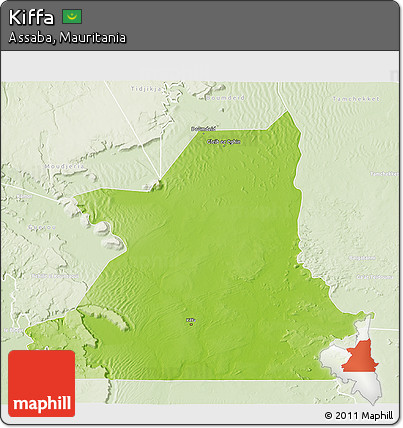 Physical 3D Map of Kiffa, lighten
