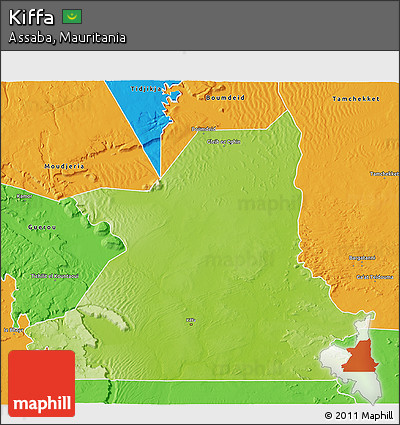 Physical 3D Map of Kiffa, political outside