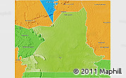 Physical 3D Map of Kiffa, political outside