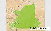 Physical 3D Map of Kiffa, satellite outside