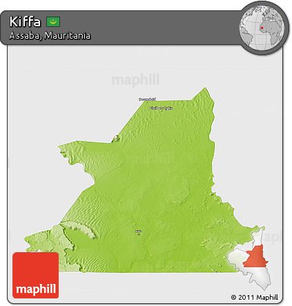 Physical 3D Map of Kiffa, single color outside