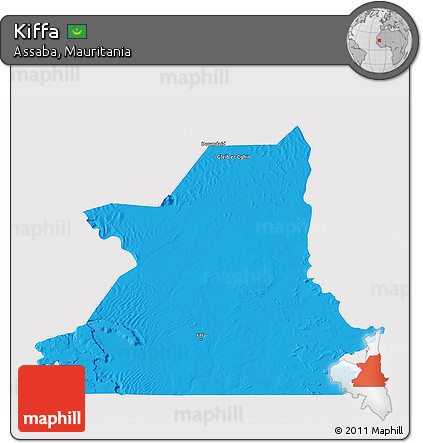Political 3D Map of Kiffa, cropped outside