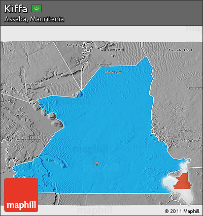 Political 3D Map of Kiffa, desaturated