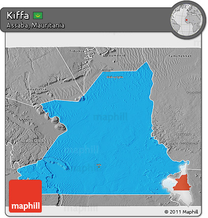 Political 3D Map of Kiffa, desaturated