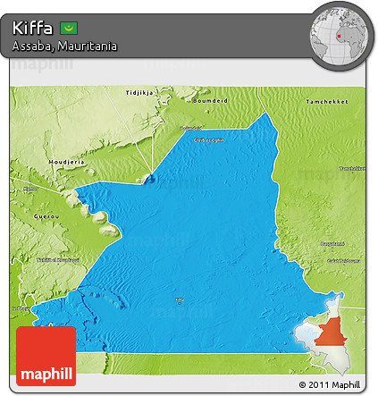 Political 3D Map of Kiffa, physical outside