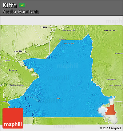 Political 3D Map of Kiffa, physical outside