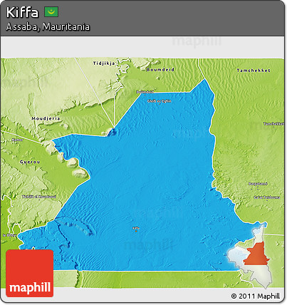 Political 3D Map of Kiffa, physical outside