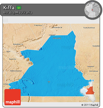 Political 3D Map of Kiffa, satellite outside
