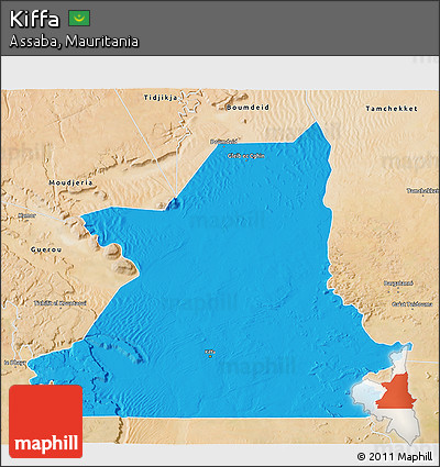 Political 3D Map of Kiffa, satellite outside