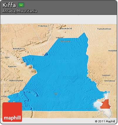 Political 3D Map of Kiffa, satellite outside