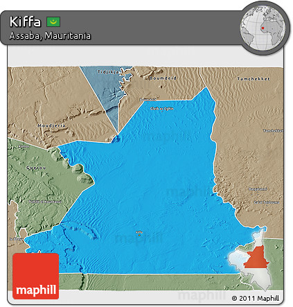 Political 3D Map of Kiffa, semi-desaturated