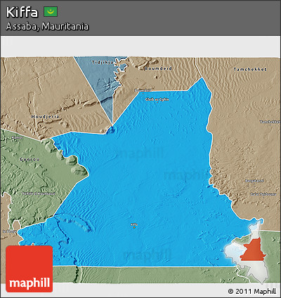 Political 3D Map of Kiffa, semi-desaturated