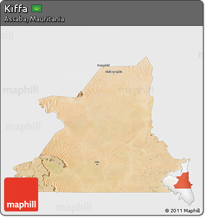 Satellite 3D Map of Kiffa, single color outside