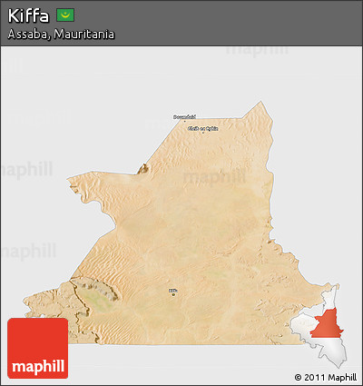 Satellite 3D Map of Kiffa, single color outside