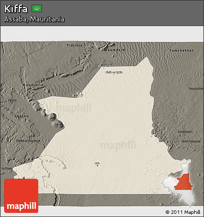 Shaded Relief 3D Map of Kiffa, darken