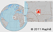 Gray Location Map of Kiffa, highlighted parent region, hill shading