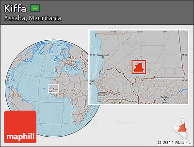 Gray Location Map of Kiffa, hill shading