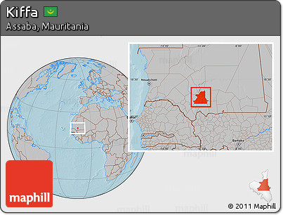 Gray Location Map of Kiffa, hill shading