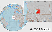 Gray Location Map of Kiffa, hill shading