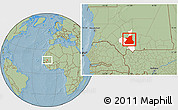 Savanna Style Location Map of Kiffa, highlighted parent region, hill shading