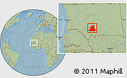 Savanna Style Location Map of Kiffa, hill shading