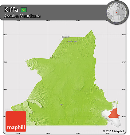 Physical Map of Kiffa, cropped outside