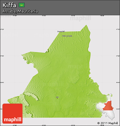 Physical Map of Kiffa, cropped outside
