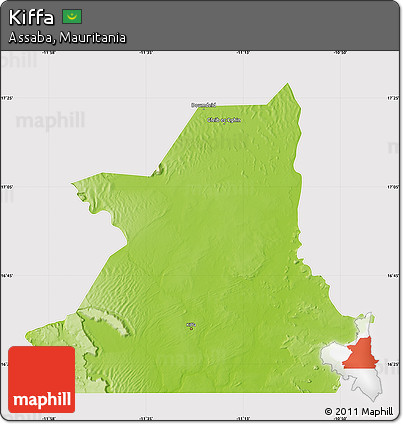 Physical Map of Kiffa, cropped outside