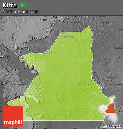 Physical Map of Kiffa, darken, desaturated