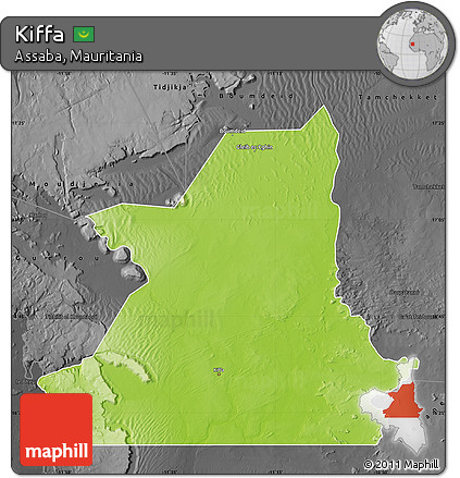 Physical Map of Kiffa, darken, desaturated