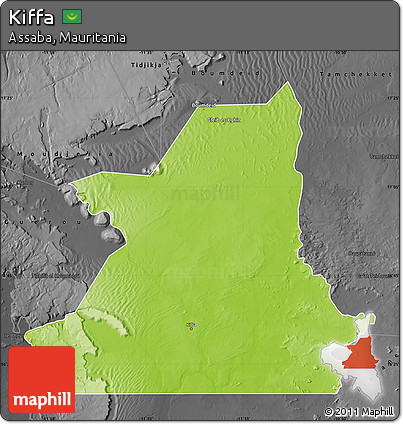 Physical Map of Kiffa, darken, desaturated
