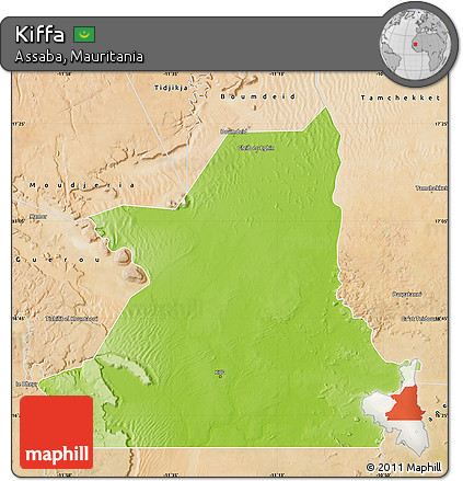 Physical Map of Kiffa, satellite outside
