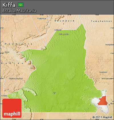 Physical Map of Kiffa, satellite outside