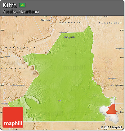 Physical Map of Kiffa, satellite outside