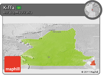 Physical Panoramic Map of Kiffa, lighten, desaturated