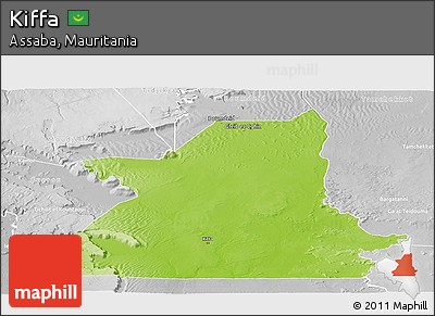 Physical Panoramic Map of Kiffa, lighten, desaturated