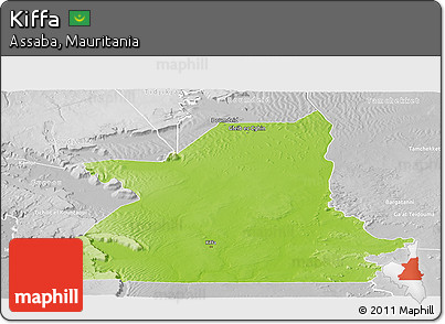 Physical Panoramic Map of Kiffa, lighten, desaturated