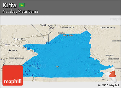 Political Panoramic Map of Kiffa, shaded relief outside