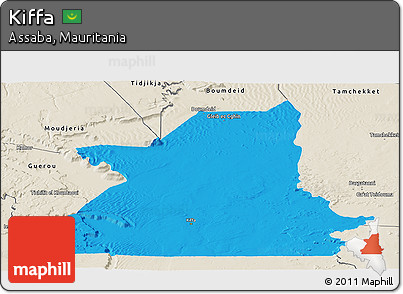 Political Panoramic Map of Kiffa, shaded relief outside