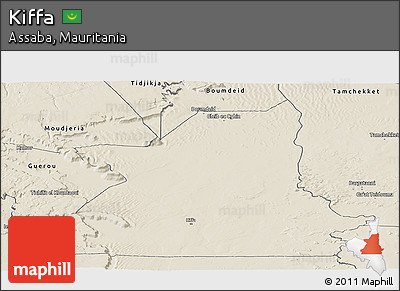 Shaded Relief Panoramic Map of Kiffa