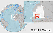 Gray Location Map of Assaba, highlighted country, within the entire country, hill shading