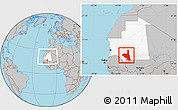 Gray Location Map of Assaba, highlighted country, within the entire country