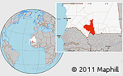 Gray Location Map of Assaba, highlighted country