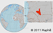 Gray Location Map of Assaba, hill shading