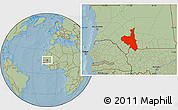 Savanna Style Location Map of Assaba, hill shading