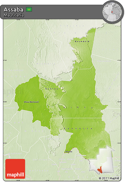 Physical Map of Assaba, lighten