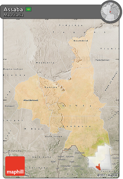 Satellite Map of Assaba, semi-desaturated