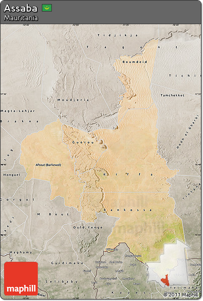 Satellite Map of Assaba, semi-desaturated