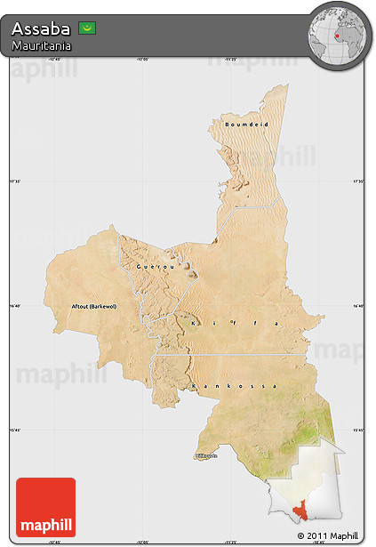 Satellite Map of Assaba, single color outside