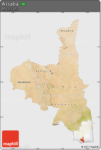 Satellite Map of Assaba, single color outside